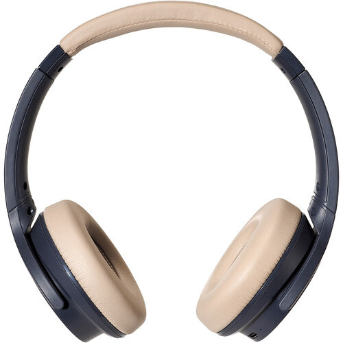Audio-Technica ATH-S220BT Consumer Wireless On-Ear Headphones (Navy Blue/Beige)