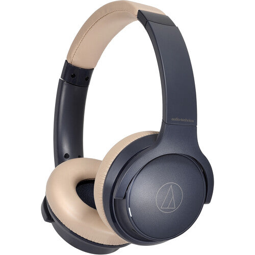 Audio-Technica ATH-S220BT Consumer Wireless On-Ear Headphones (Navy Blue/Beige)