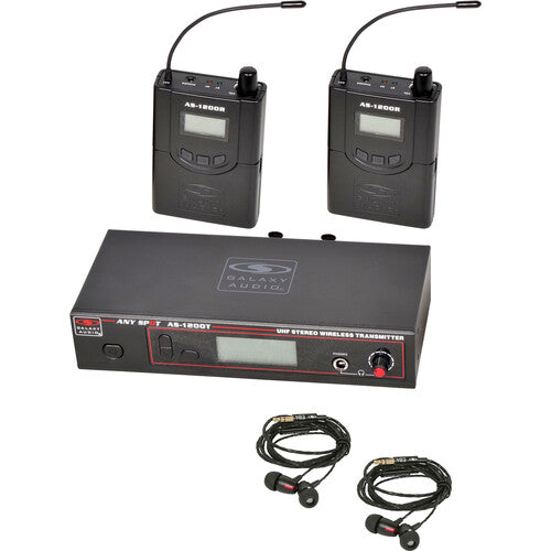 Galaxy Audio AS-1200-2 Twin Pack Wireless In-Ear Monitor System with 2 Receivers & EB4 Earbuds (D: 584 to 607 MHz)