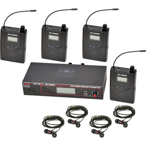 Galaxy Audio AS-1200-4 Twin Pack Wireless In-Ear Monitor System with 4 Receivers & EB4 Earbuds (D: 584 to 607 MHz)
