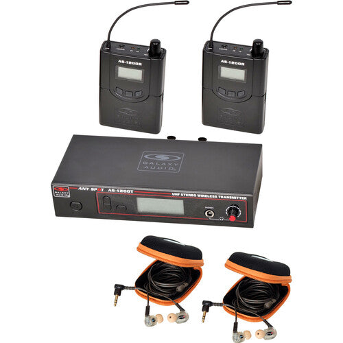 Galaxy Audio AS-1210-2 Twin Pack Wireless In-Ear Monitor System with 2 Receivers & EB10 Earbuds (D: 584 to 607)