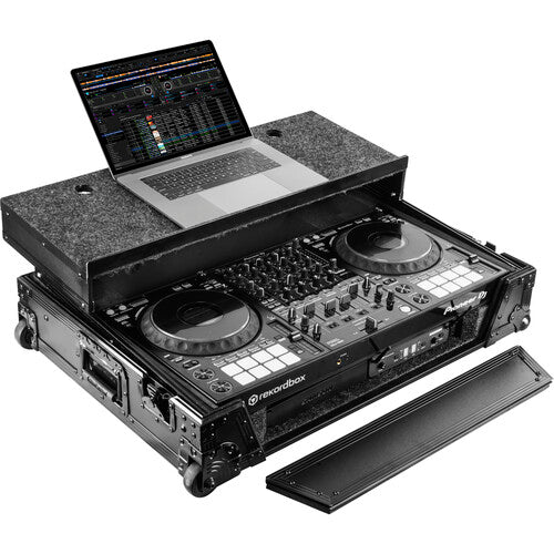 Odyssey Pioneer DDJ-1000/DDJ-1000SRT Boîtier de zone de vol 1U avec plate-forme coulissante et roues d'angle (noir)