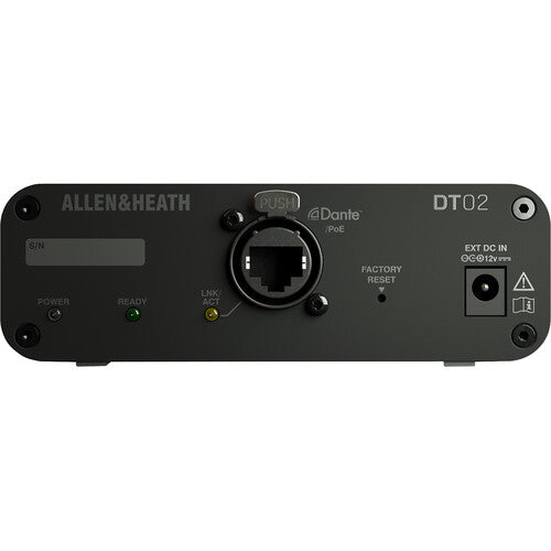 Allen & Heath DT-02-M Extension de sortie Dante 2 sorties avec XLR/PoE ou DC - 48/96 Khz - Sans alimentation