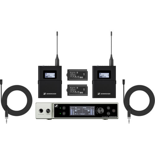 Sennheiser EW-DX MKE 2 SET Dual-Channel Digital Wireless System with Two Omni Lavalier Mics - Q1-9: 470 to 550 MHz