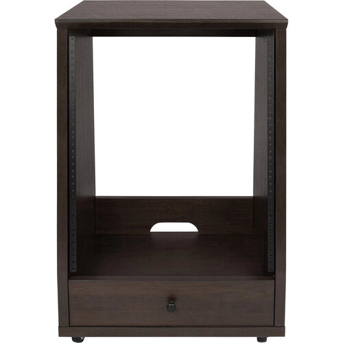 Gator Frameworks GFW-ELITESTUDIORK12-BRN Elite Furniture Series 12U Angled Studio Rack with Locking Casters (Dark Walnut Brown)