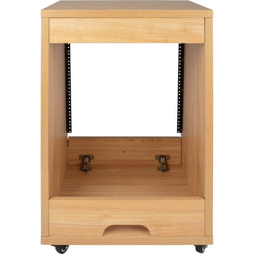 Gator Frameworks GFW-ELITESTUDIORK12-MPL Elite Furniture Series Support de studio incliné 12U avec roulettes verrouillables (érable naturel mat)