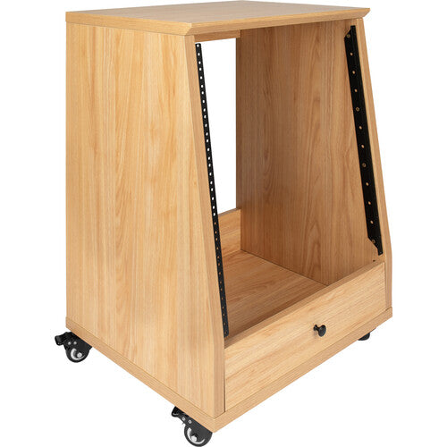 Gator Frameworks GFW-ELITESTUDIORK12-MPL Elite Furniture Series Support de studio incliné 12U avec roulettes verrouillables (érable naturel mat)