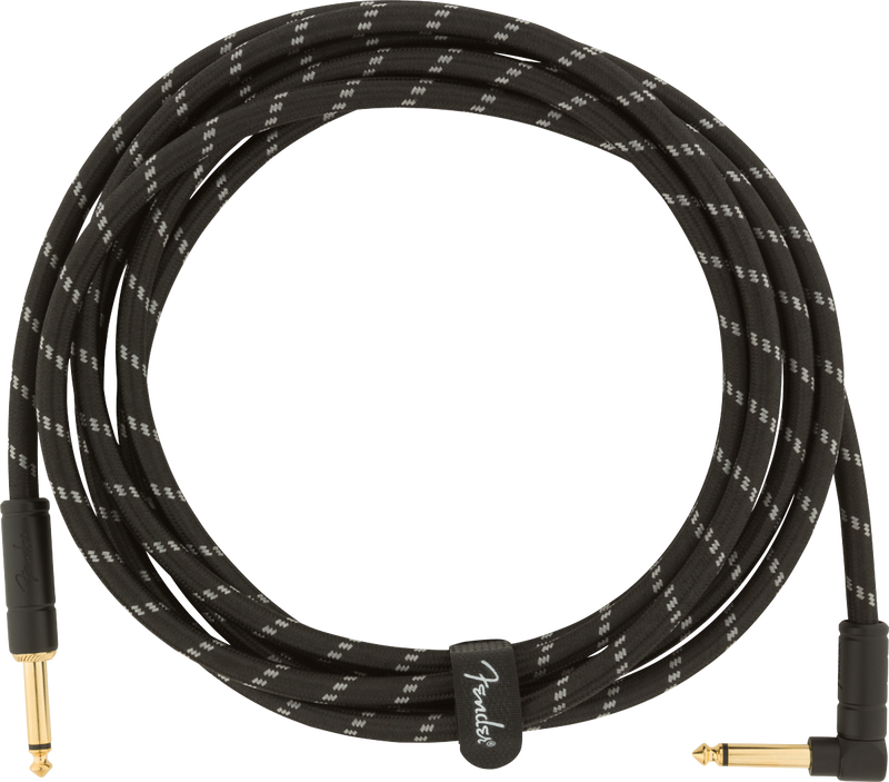 Câble d'instrument Straight / Angle de la série Fender Deluxe (Tweed noir) - 10 '