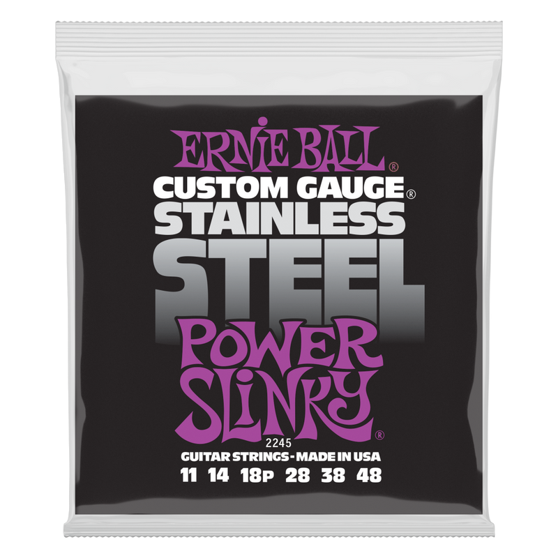 Ernie Ball 2245EB Power Slinky Stainless Steel Wound Electric Guitar Strings 11-48