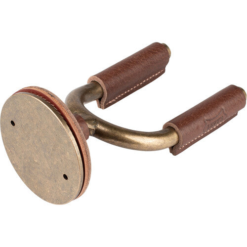 Levy's Brass Forged Guitar Hanger with Brown Leather