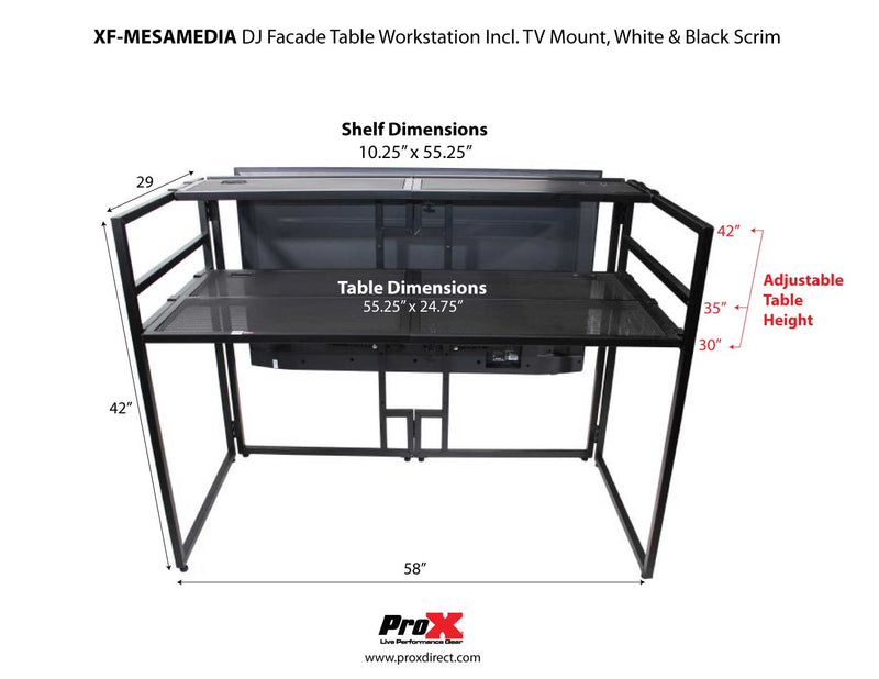 ProX XF-MESAMEDIAMK2 DJ Façade Table Workstation