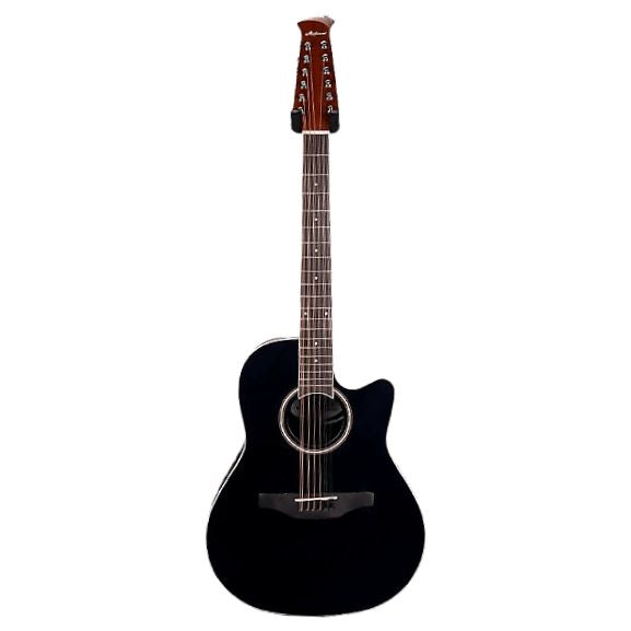 Ovation AB2412-5S Applause Guitare électro-acoustique traditionnelle en acier à 12 cordes - Noir satiné