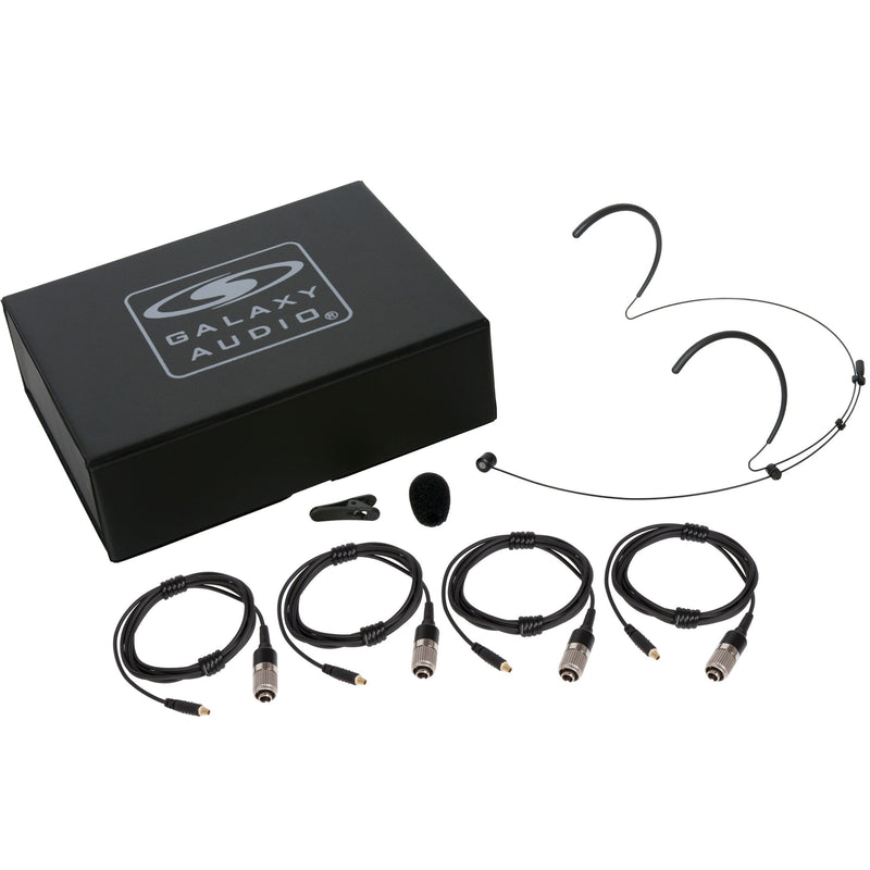 Galaxy Audio HSM8-UBK-4ATCH Microphone unidirectionnel double oreille noir avec 4 câbles pour modèles Audio-Technica Gen 2