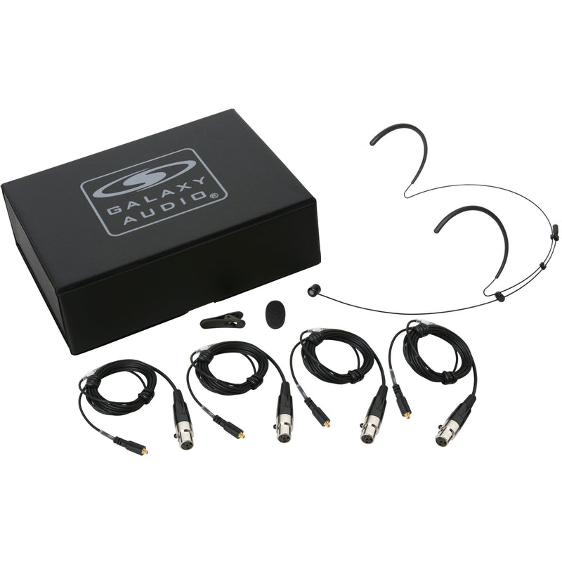 Galaxy Audio HSM8-UBK-4GAL Noir Unidirectionnel Double Oreillette Microphone avec 4 Câbles pour Galaxy Audio