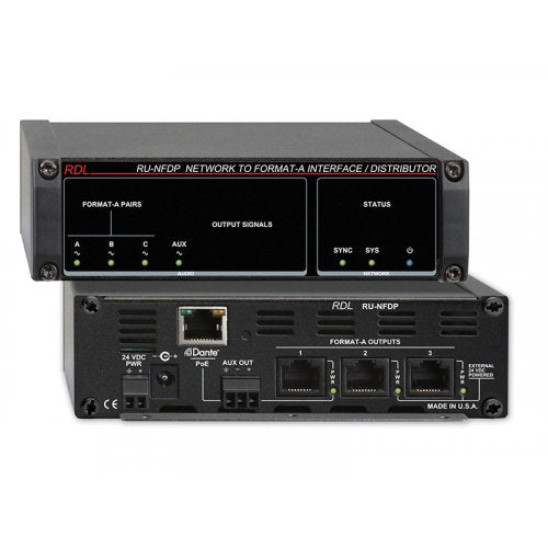 RDL RU-NFDP Dante to Format-A Interface/Distributor with POE