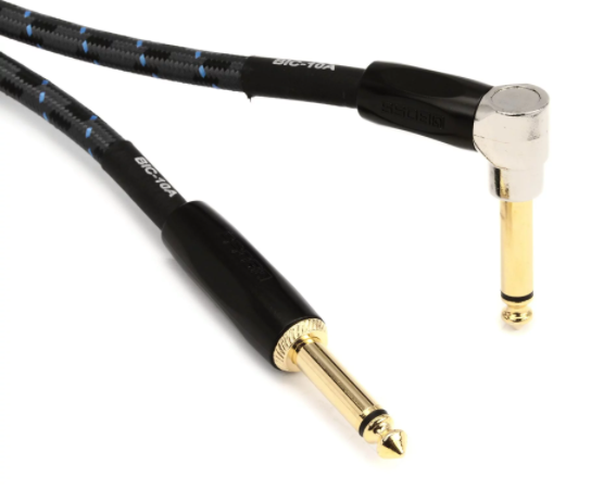 Boss BIC-10A 1/4" Straight to 1/4" Right Angle Instrument Cable - 10 foot