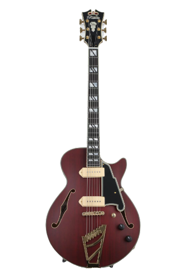 D'Angelico Dadbssstwgs Deluxe SS Baritone Semi Hollow Body Guitar (Satin Trans Wine)