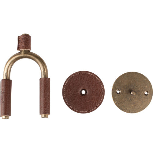Levy's Brass Forged Guitar Hanger with Brown Leather