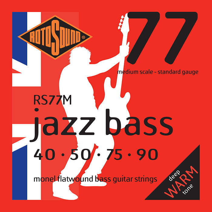 Rotosound RS77M Jazz Bass 77 Monel ensemble de basse à bobinage plat 40-90