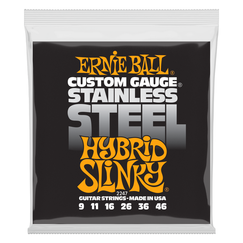 Ernie Ball 2247EB Stainless Steel Slinky Guitar Strings- Hybrid .009-.046