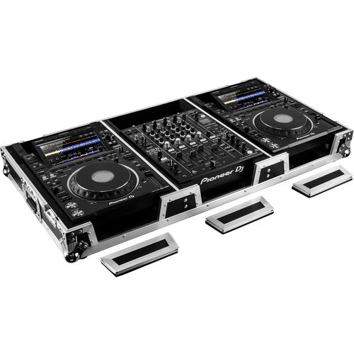 Odyssey FZ12CDJWXD2 - Extra-Deep Coffin Flight Case for 12" DJ Mixer & Two Large-Format Media Players - Black & Silver