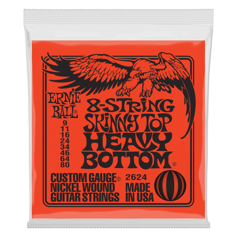 Ernie Ball 2624EB Nickel Wound Slinky 8 String Guitar Strings 9-80