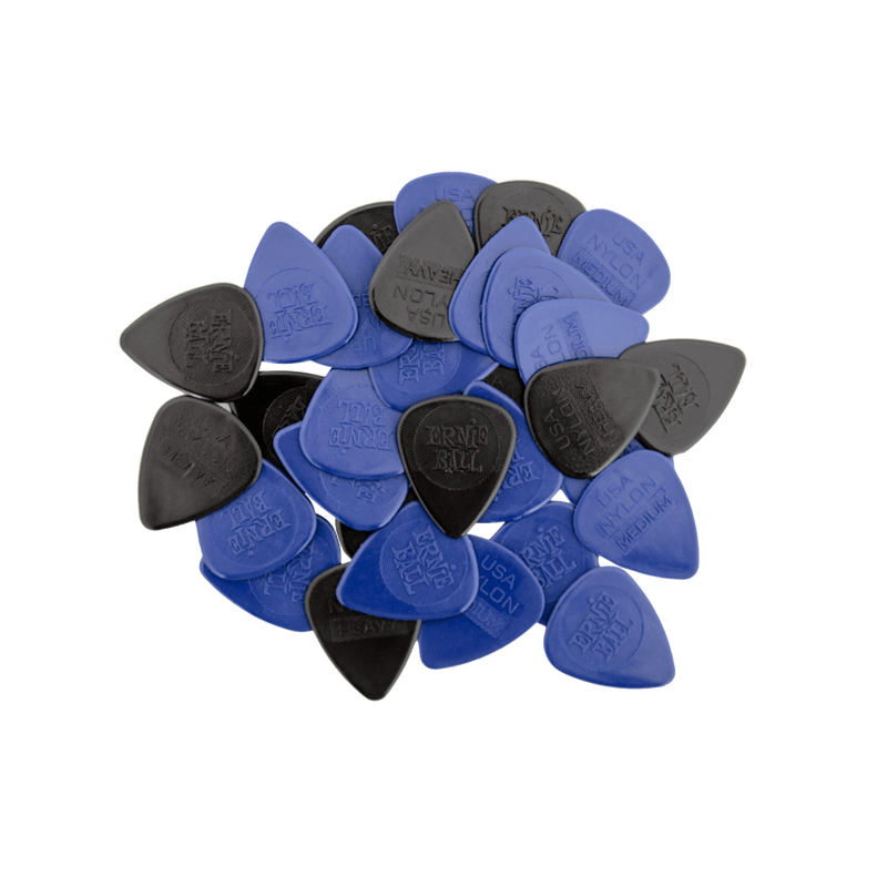 Ernie Ball 9134EB Assorted Thickness Nylon Picks Injection Molded - Medium & Heavy - Bag of 50