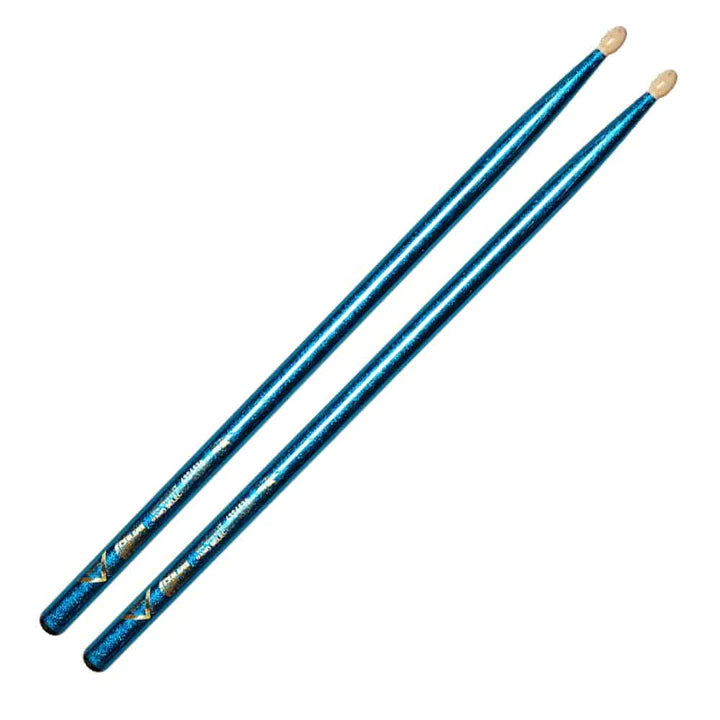 Vater VCB5A Color Wrap 5A Wood Tip Drumsticks (Blue Sparkle)