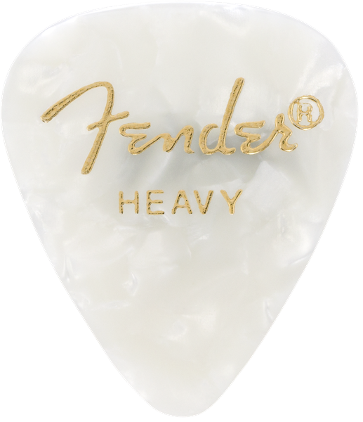 Fender Guitar Pick 351 Shape Classic Celluloid 1 Gross - White Moto - Heavy / Ea.