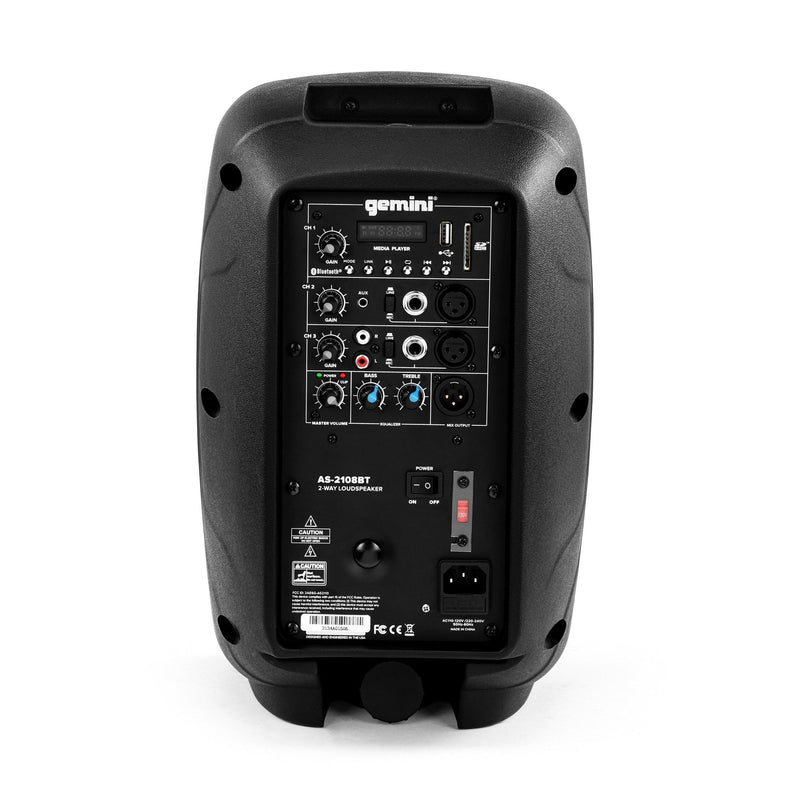 Gemini AS-2108BT 500 Watt Active Bluetooth Loudspeaker 8"