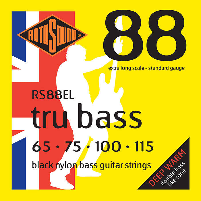 Rotosound RS88EL Black Nylon Extra Long Scale Flatwound Set 65-115