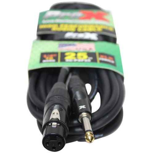 ProX-XC-PXF25 25 Ft. Unbalanced 1/4" TS to XLR3-F High Performance Audio Cable - Red One Music
