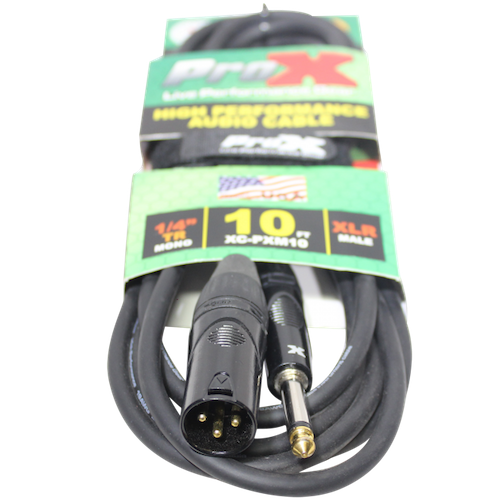 ProX-XC-PXM10 10 Ft. Unbalanced 1/4" TS-M to XLR3-M High Performance Audio Cable - Red One Music