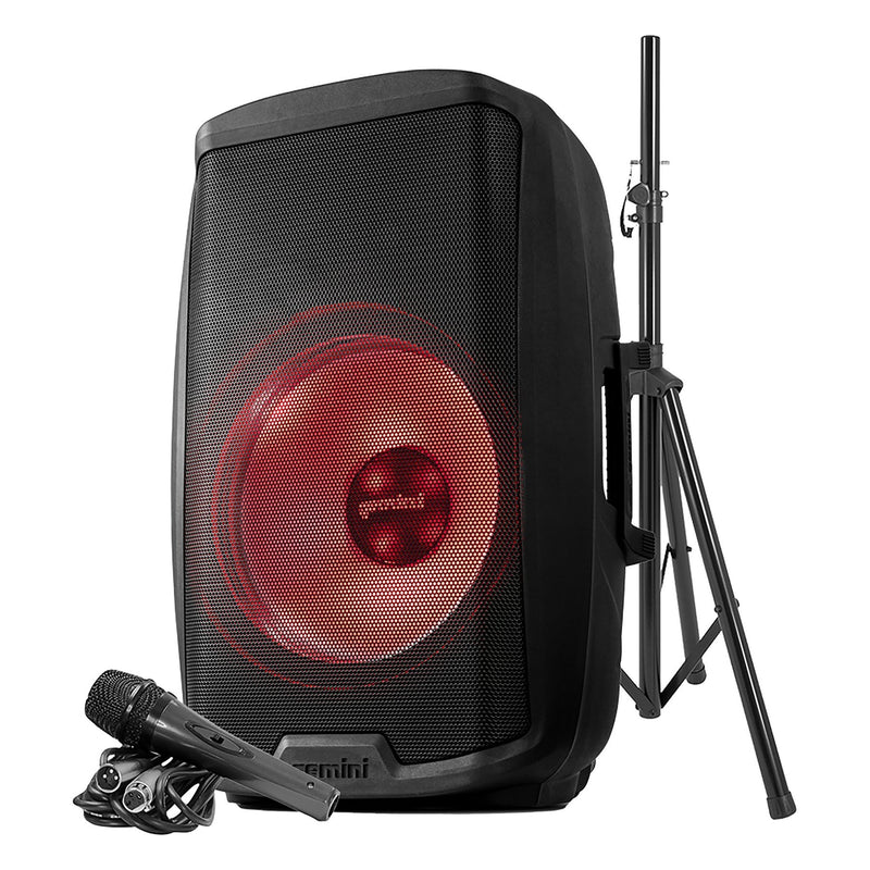 Gemini AS-2115BT-LT-PK 2000 Watt Active Multi-LED Bluetooth Loudspeaker - 15"