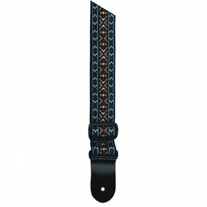 Profile PGS620-3 2” Jacquard Weave Nylon Guitar Strap-Sky Blue and Orange Edging Pattern