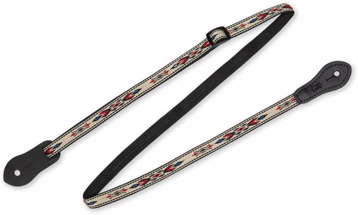 Levy's MJ19UKE-003 Jacquard Weave Mandolin/Ukulele Strap (Beige/Red/Blue Design)