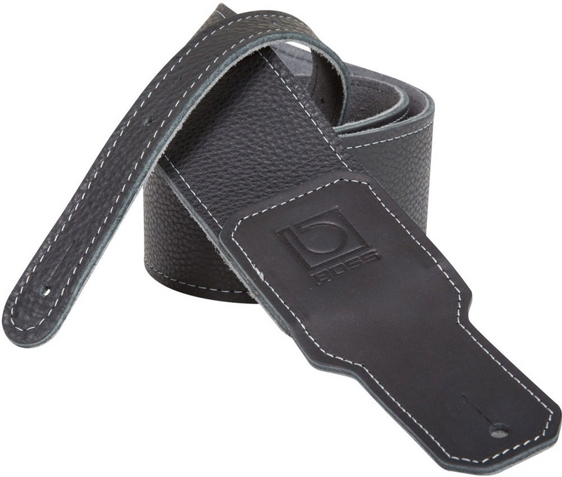 BOSS BSL-25 Leather Guitar Strap - 2.5", Black - Red One Music