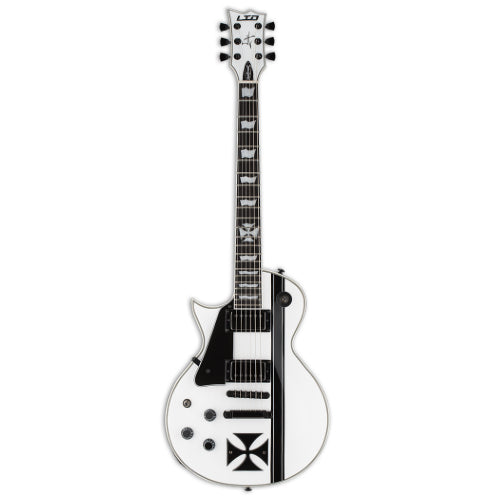 ESP LTD IRON CROSS JAMES HETFIELD SIGNATURE Guitare électrique pour gaucher avec EMG JH Set Humbuckers - Blanc Neige
