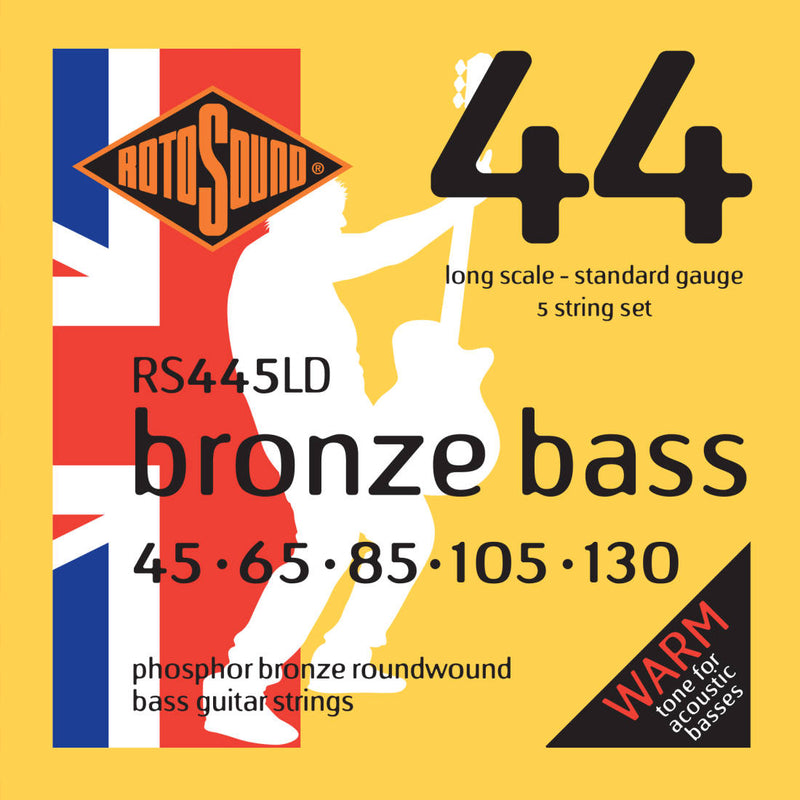 Rotosound RS445LD Phosphor Bronze Cordes de basse acoustique 5 cordes 45-130