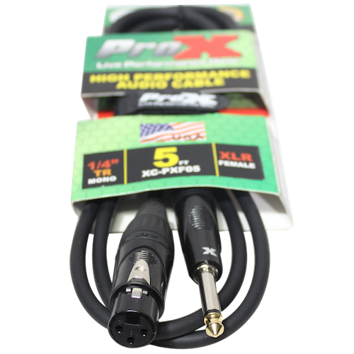 ProX-XC-PXF05 5 Ft. Unbalanced 1/4" TS-M to XLR-F High Performance Audio Cable - Red One Music