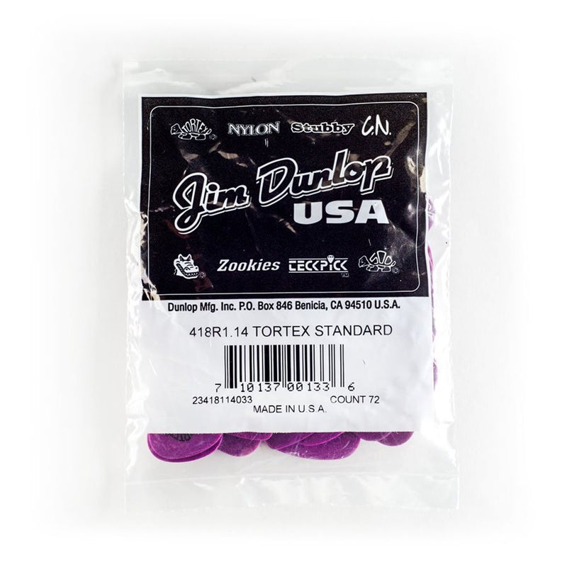 Dunlop 418R1.14 Lot de 72 médiators standards Tortex® 1,14 mm - Violet
