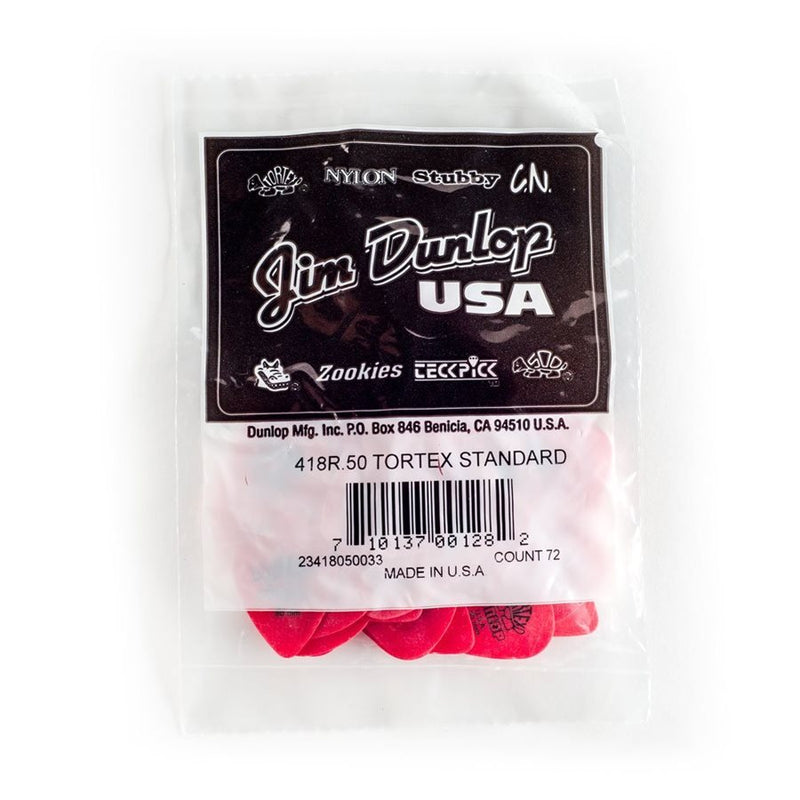 Dunlop 418R-50 Lot de 72 médiators standards Tortex® 0,50 mm - Rouge