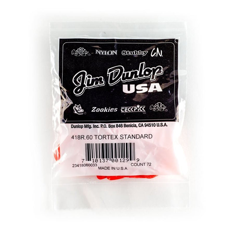 Dunlop 418R-60 Lot de 72 médiators standards Tortex® 0,60 mm - Orange