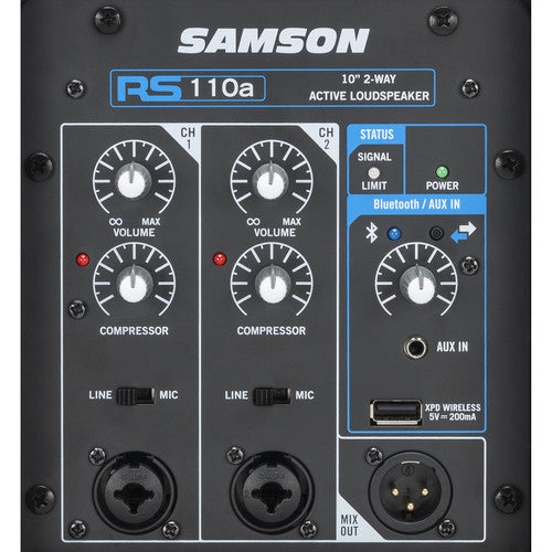 Samson RS110A Haut-parleur de sonorisation portable bidirectionnel 300 W avec Bluetooth - 10"