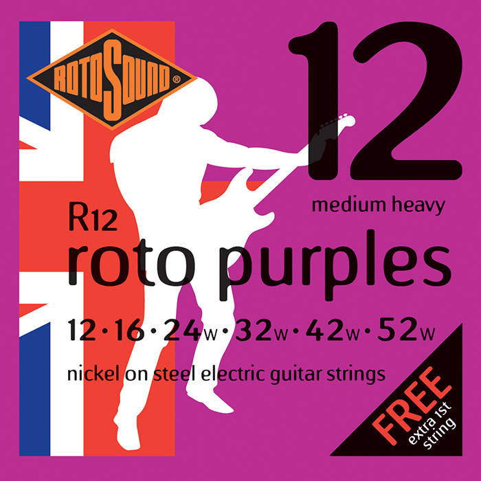 Cordes de guitare lourdes Rotosound R12 RotoPurples - Medium 12-52