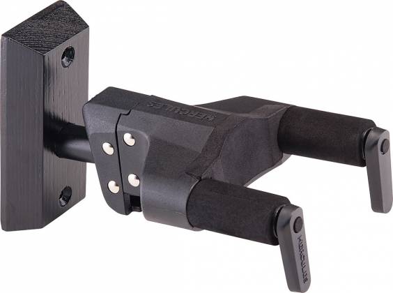 Hercules GSP38WBK+ Auto Grip Wall Mounted Guitar/Instrument Hanger - Black Wood Base w/ Short Arm