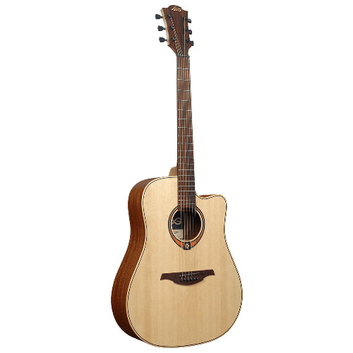 Lag Guitars T70DC Tramontane 70 Guitare acoustique pan coupé Dreadnought - Satin naturel à pores ouverts