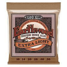 Ernie Ball Earthwd Phos Ex-Lt 2150Eb Earthwood Extra Light Phosphor Bronze Acoustic String Set 010 - 050 - Red One Music