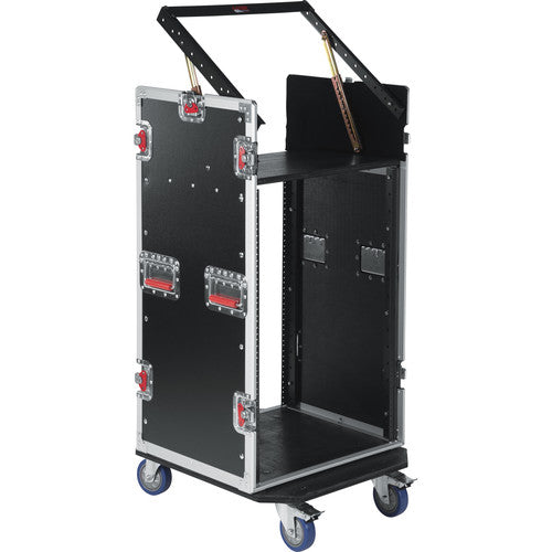Gator G-TOUR 10X16 PU Pop-Up Console Rack Case - 10 Space Top &amp; 16 Space Front &amp; Rear Rackable Audio Equipment 
