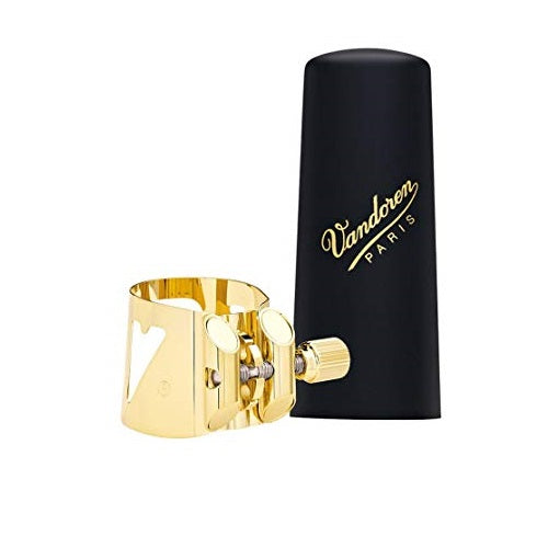 Vandoren LC06P Optimum Ligature and Plastic Cap for Soprano Saxophone Gilded with 3 Interchangeable Pressure Plates - Red One Music